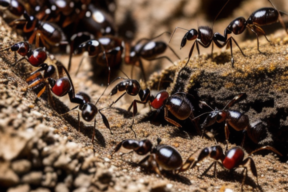 Formigas trabalhando juntas