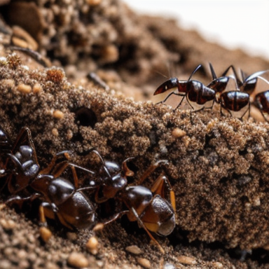 Formigas trabalhando em equipe