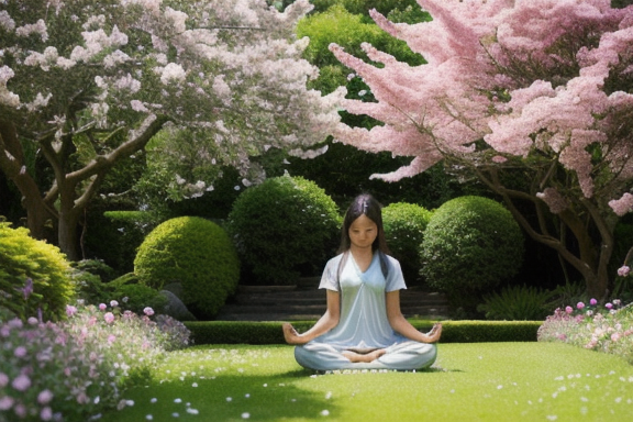 Meditação em um jardim tranquilo