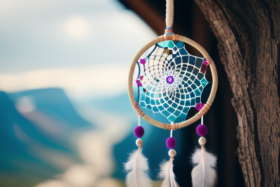 A dream catcher with a wolf symbol