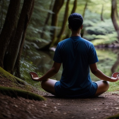 Person meditating in a peaceful forest