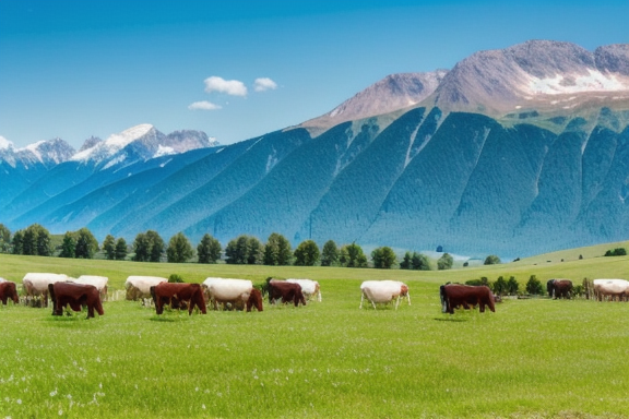 Herd of cattle grazing in a green field