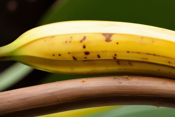 Uma banana madura com cor amarela vibrante e algumas manchas marrons, simbolizando a doçura da vida e a passagem do tempo.