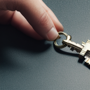 Imagem de uma mão segurando uma chave com uma peça quebrada