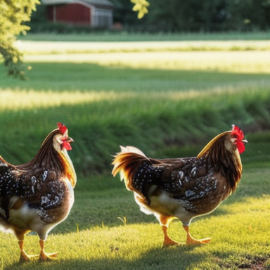 Imagem de uma família de galinhas em um ambiente rural