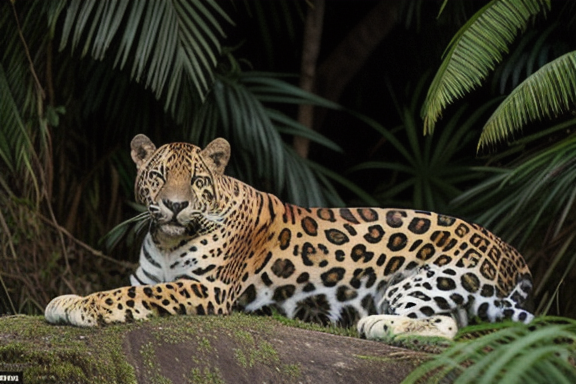 Jaguar resting in the jungle