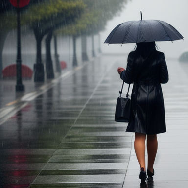 Mulher com guarda-chuva na chuva