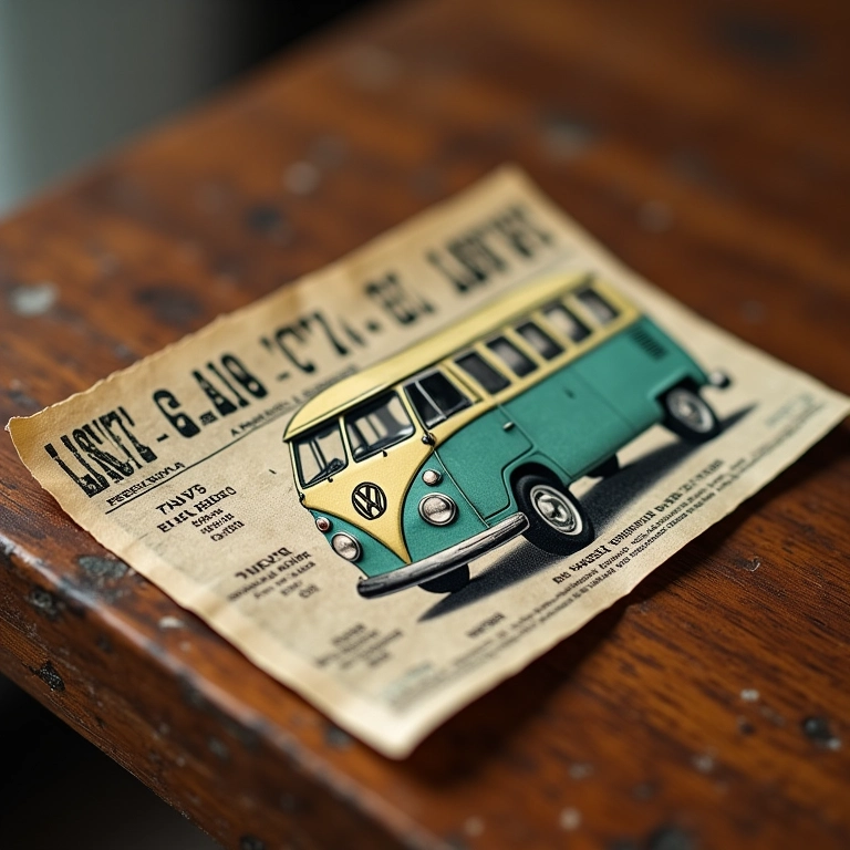 Bilhete do jogo do bicho com imagem sutil de uma Kombi, representando palpites.