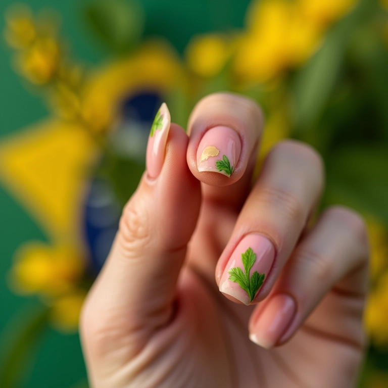 Close-up de mão feminina com unha quebrada em cenário vibrante.
