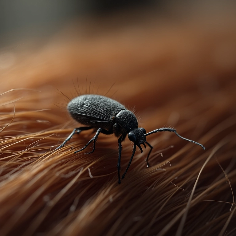 Close-up de piolhos e lêndeas (ovos) no cabelo.
