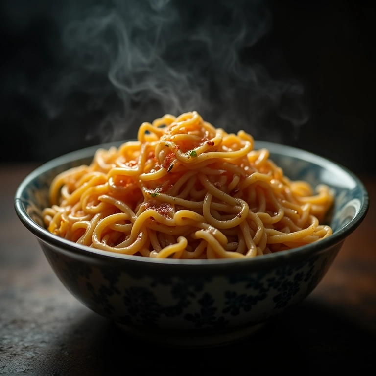 Close-up de yakisoba estragado com mofo, representando sonhos negativos.