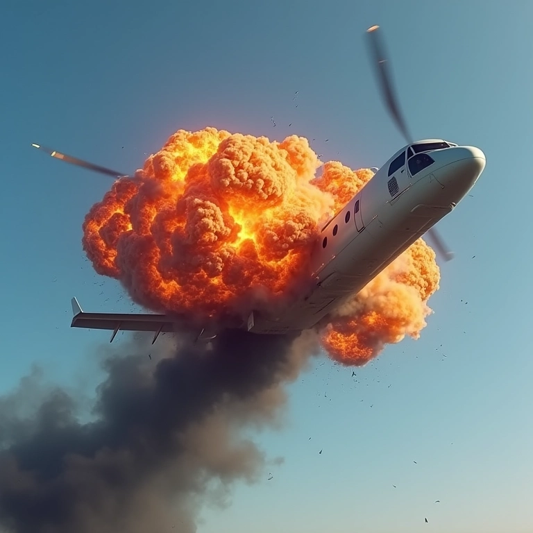 Helicóptero explodindo no ar, simbolizando eventos catastróficos e emoções reprimidas.