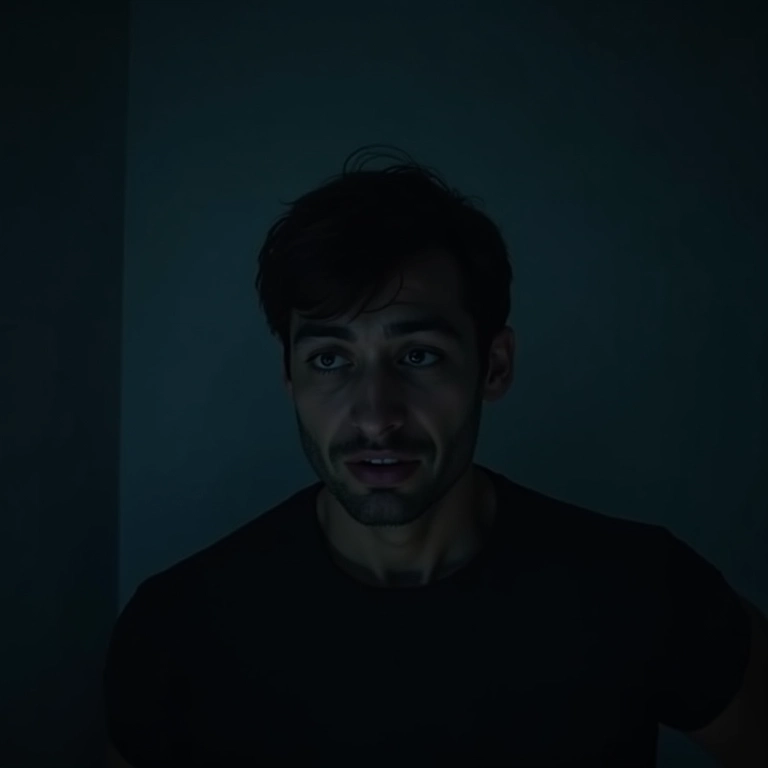 Homem em desespero, alucinando auto-mutilação, representando 'Sonhar que você está cometendo suicídio'.