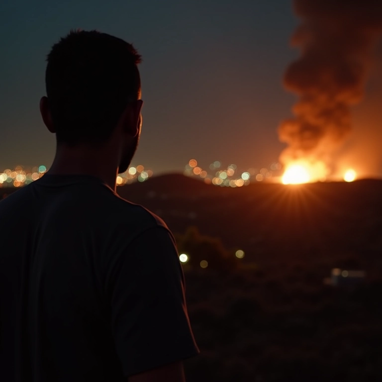 Homem observa passivamente o incêndio em sua casa em sonho.