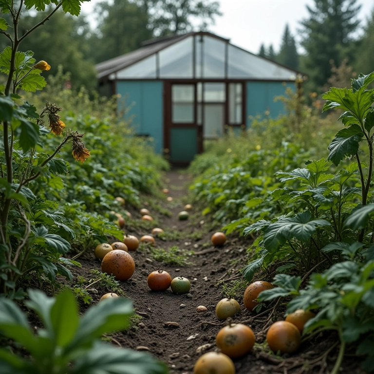 Horta abandonada, simbolizando negligência e oportunidades perdidas.