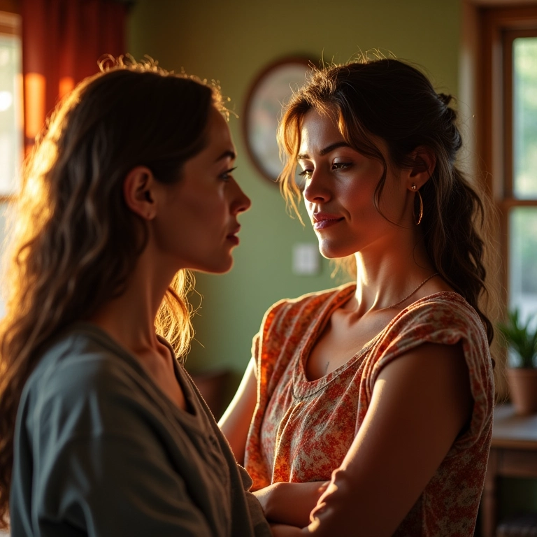 Irmã buscando conselho com a irmã mais velha.