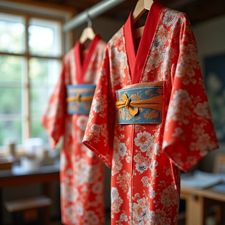 Kimono novo e impecável em atelier de costura.
