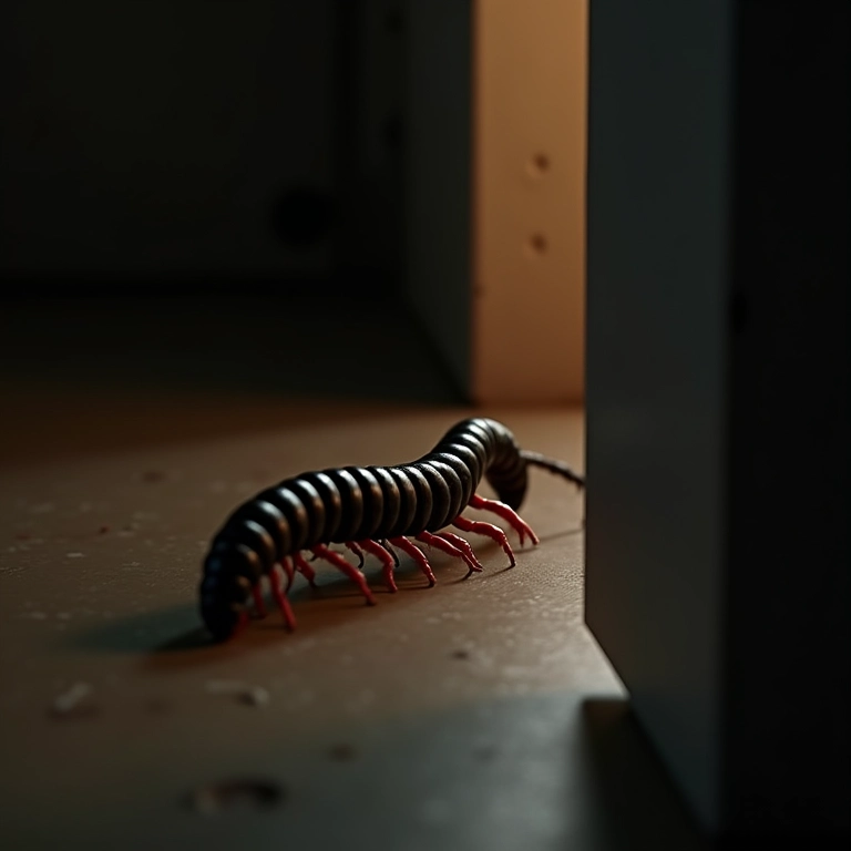 Lacraia saindo de um canto escuro, simbolizando o sonho com lacraias.