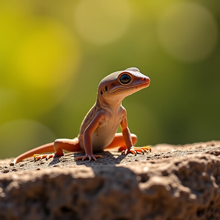 Lagartixa aguardando pacientemente sobre rocha, representando paciência.