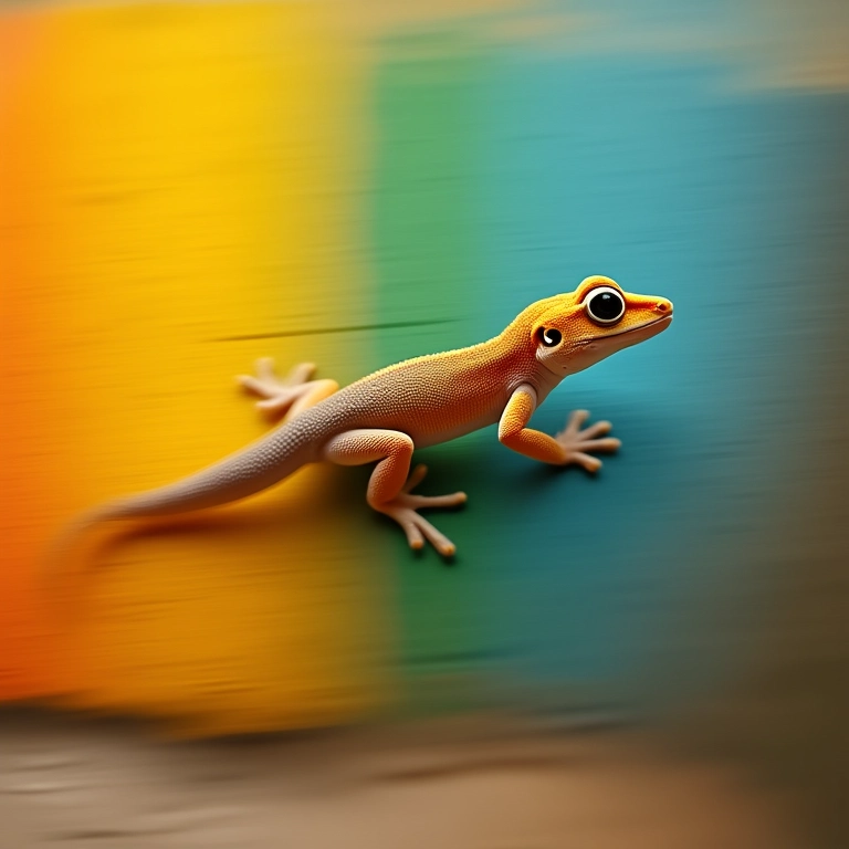 Lagartixa correndo rapidamente na parede.