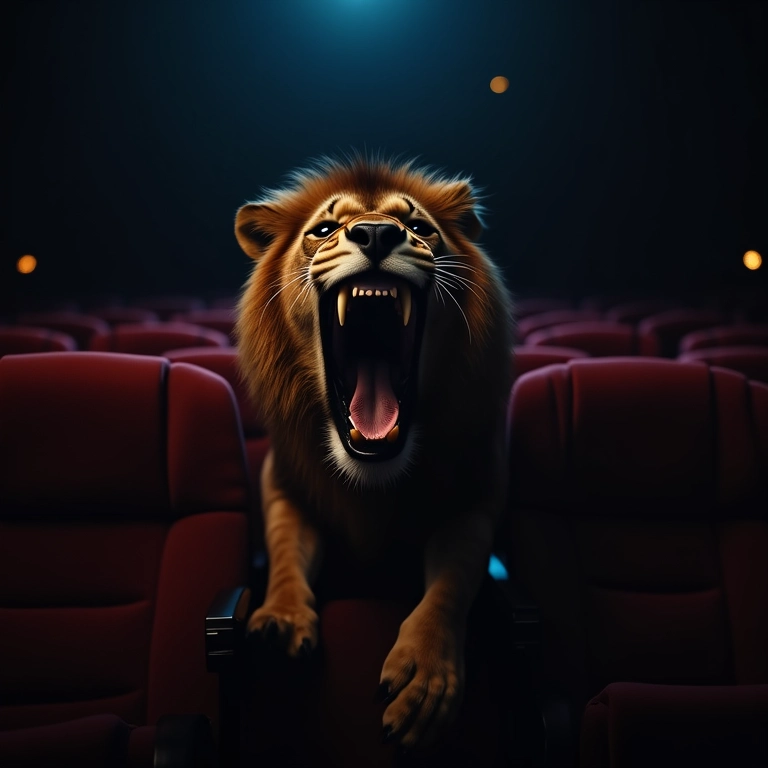 Leão feroz assusta mulher em sonho.