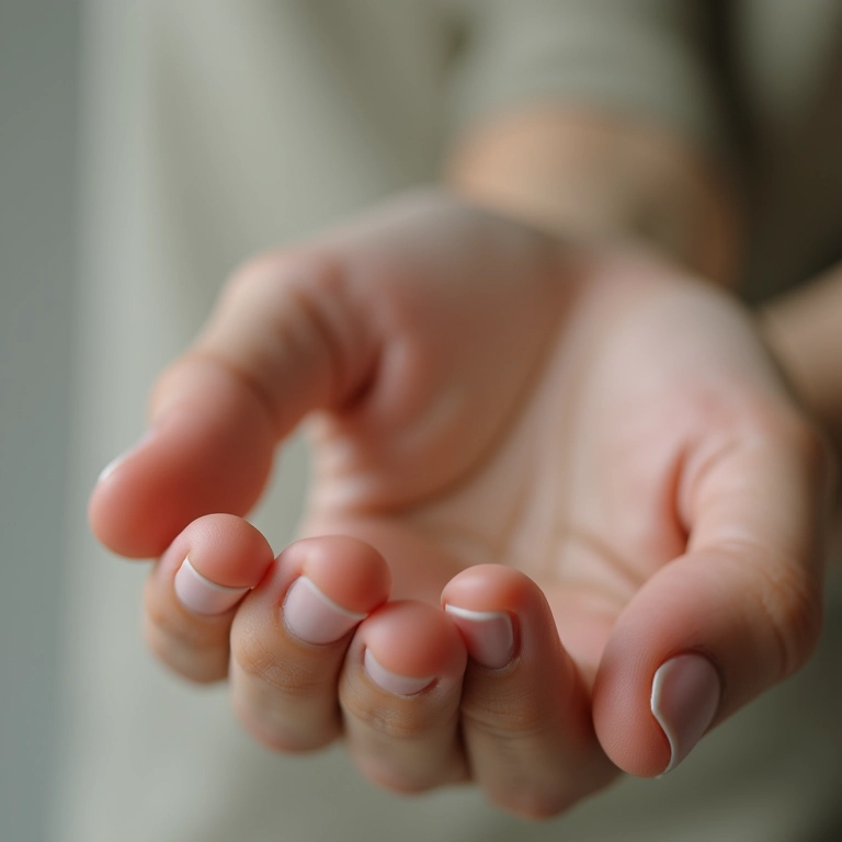 Mão com unhas curtas e bem cuidadas, representando sonho com unhas pequenas.