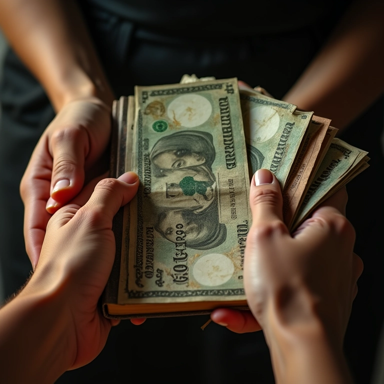 Mãos encontrando dinheiro escondido em um livro, simbolizando descoberta financeira.