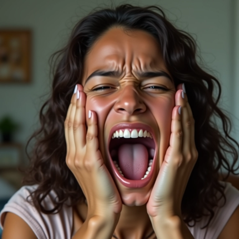 Mãos tentando segurar vários dentes caindo.