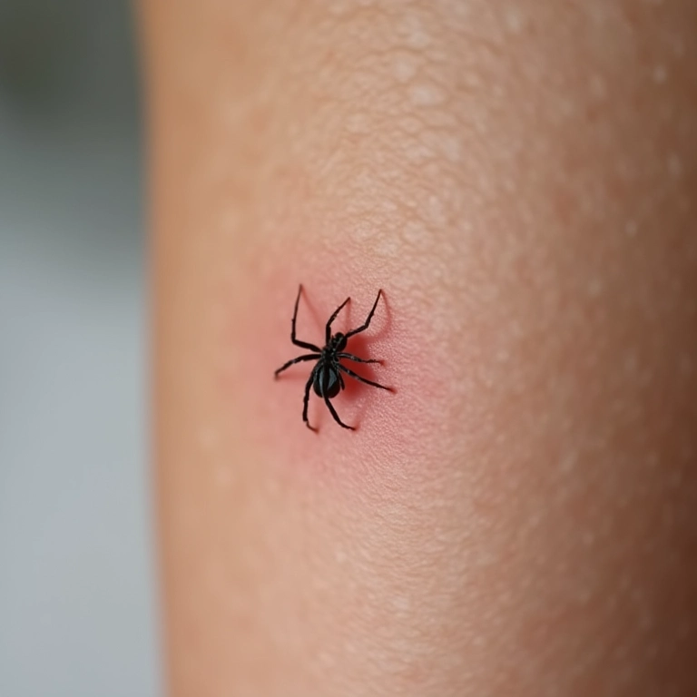 Marca de picada de aranha em pele clara, representando traição.