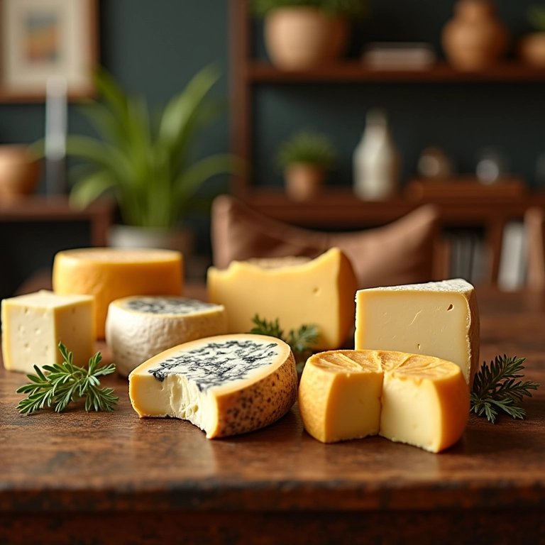 Mesa farta de queijos brasileiros, simbolizando sonhos com abundância de queijo.