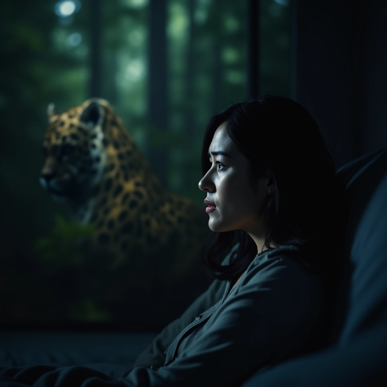 Mulher assustada sonhando com ataque de onça pintada.