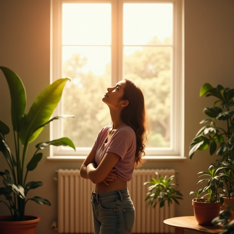 Mulher buscando conforto e orientação.