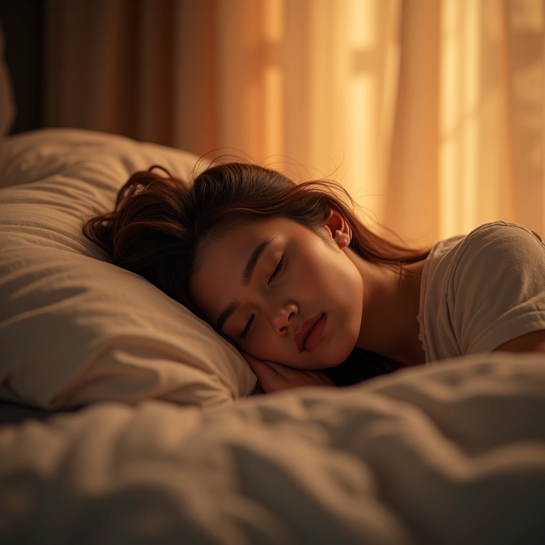 Mulher dormindo e sonhando com entes queridos falecidos, cena suave e reconfortante.