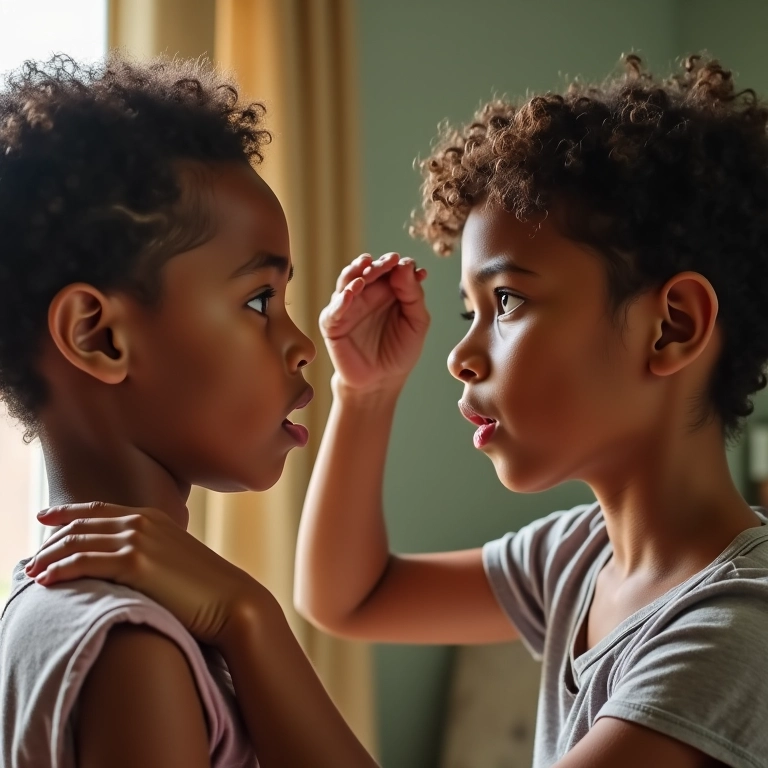 Mulher inspecionando o cabelo de outra pessoa em busca de piolhos.