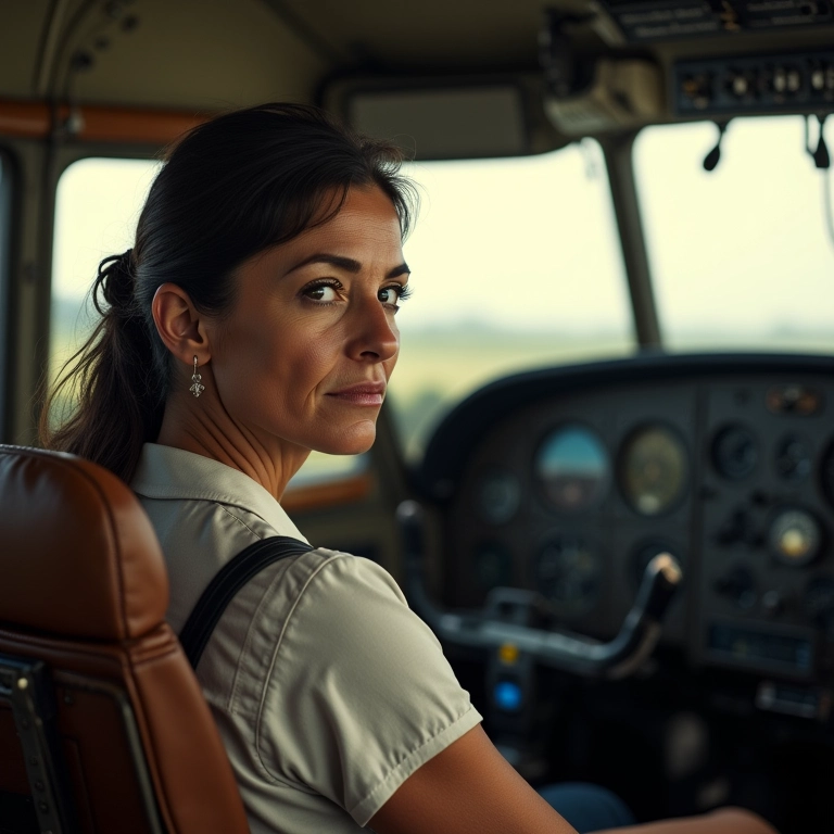 Mulher pilotando um avião em um sonho