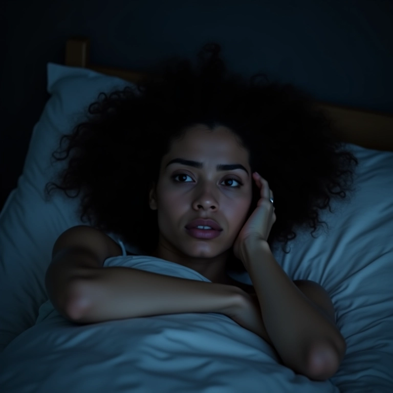 Mulher preocupada deitada na cama, pensando em traição.