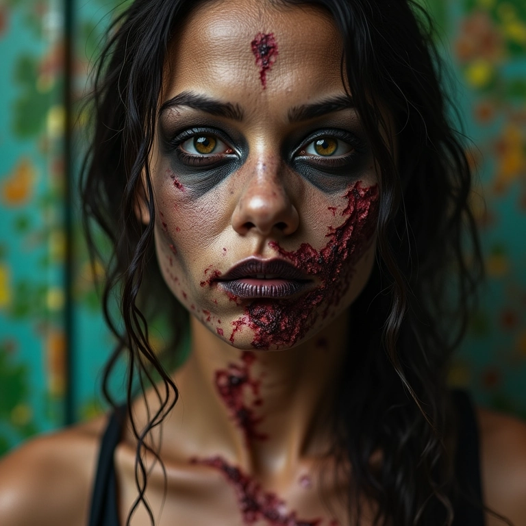 Mulher se transforma em zumbi em favela brasileira, sonho de metamorfose.