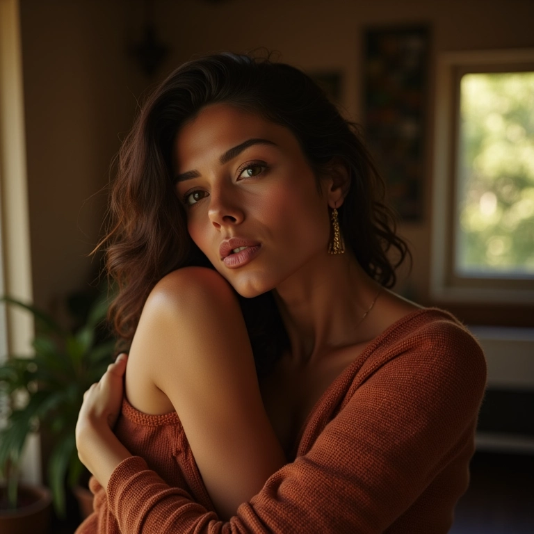 Mulher sonha com a mãe falecida em um lar brasileiro aconchegante.