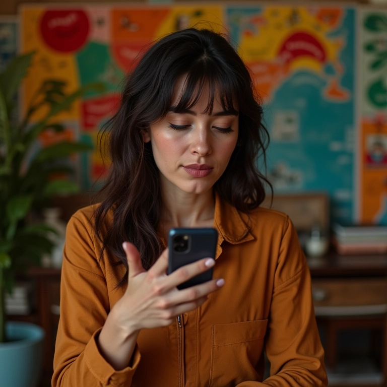 Mulher sonhando acordada ao som de Wesley Safadão.