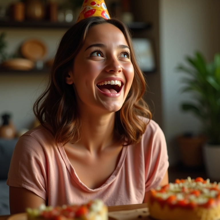 Mulher surpresa com festa de aniversário surpresa.