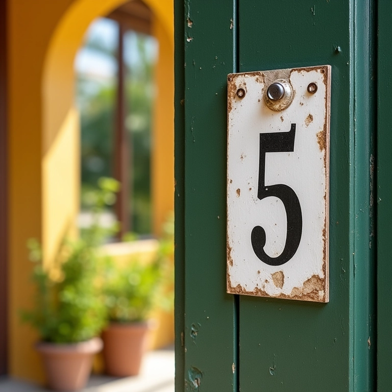 Número 5 em um endereço e em um calendário, representando a importância de datas e locais em sonhos.