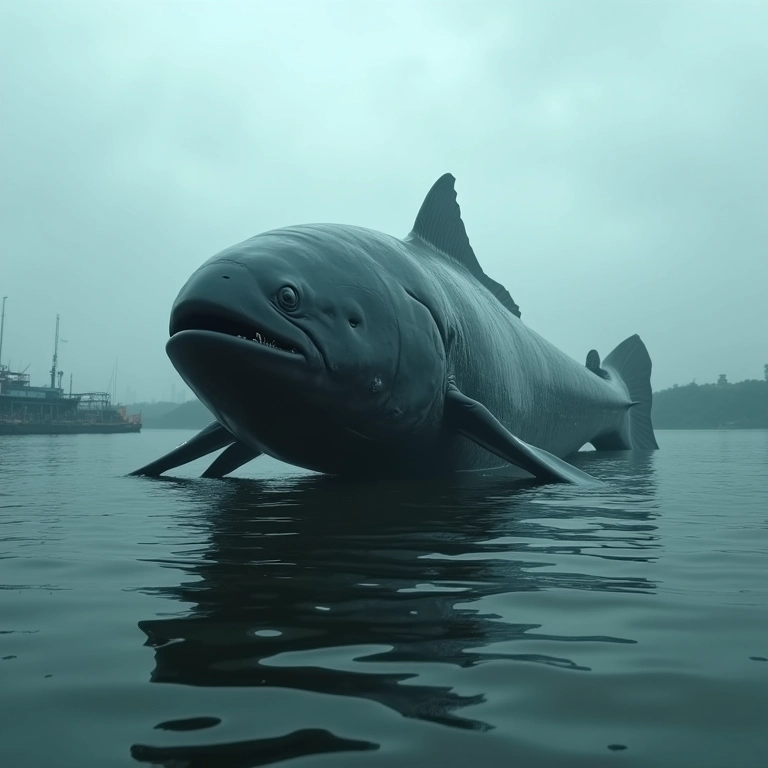 Peixe grande em água suja e escura