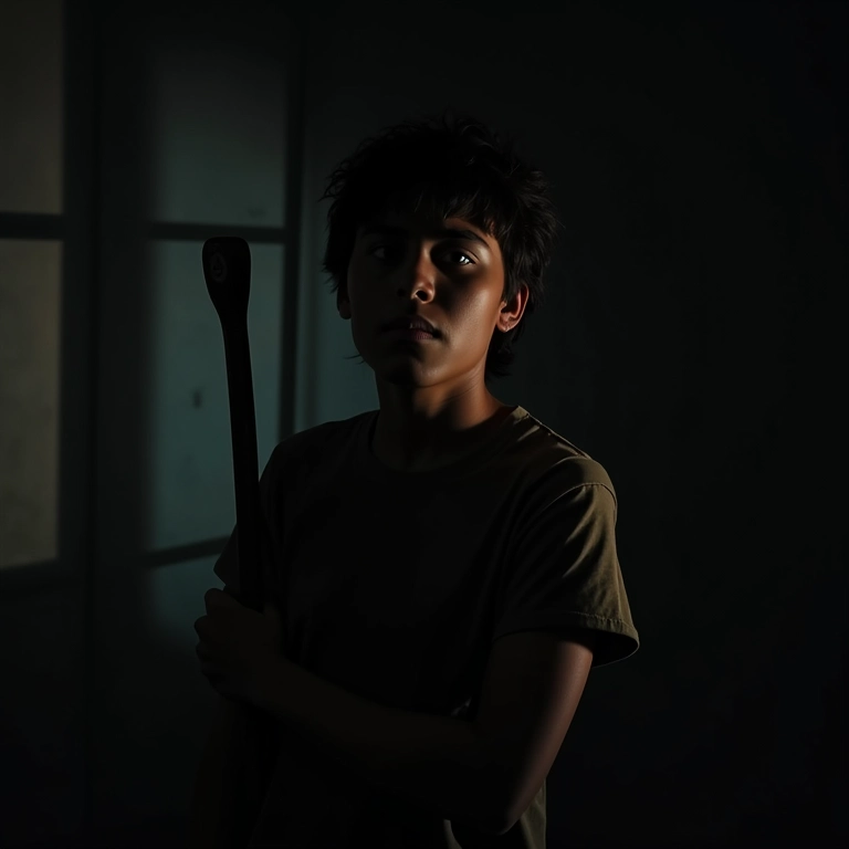 Pessoa com expressão conflituosa segura um pé de cabra, simbolizando o dilema de ser o assaltante.