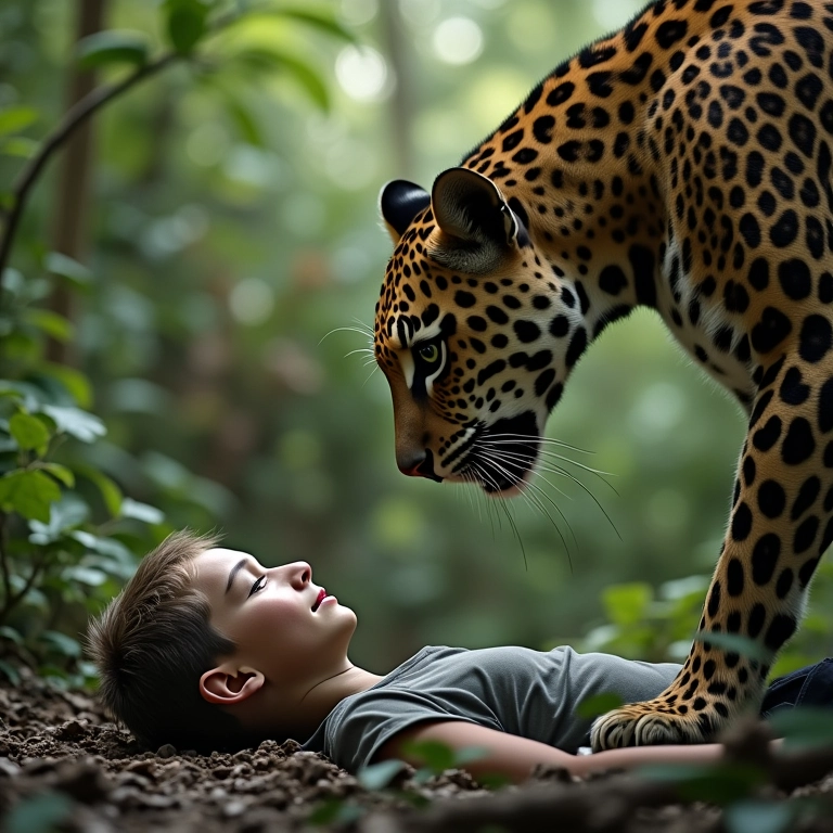 Pessoa derrubada por onça: impotência diante dos obstáculos.