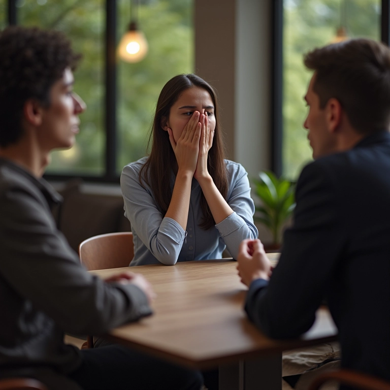 Pessoa em silêncio durante uma conversa, representando problemas de comunicação.