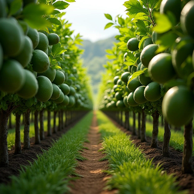 Pomar de kiwis exuberante com estilo brasileiro.