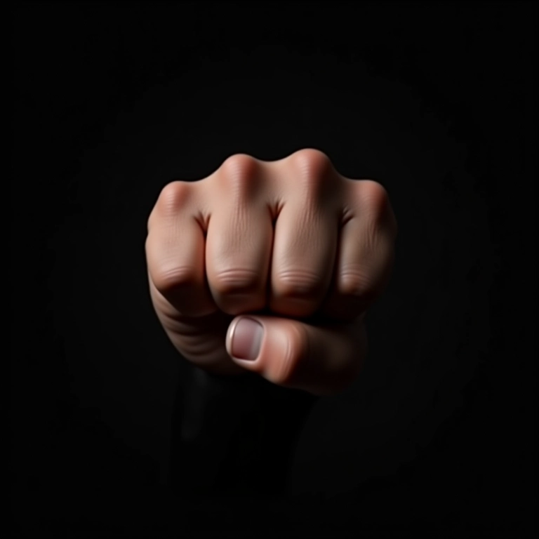 Punho cerrado demonstrando força e poder reprimidos.