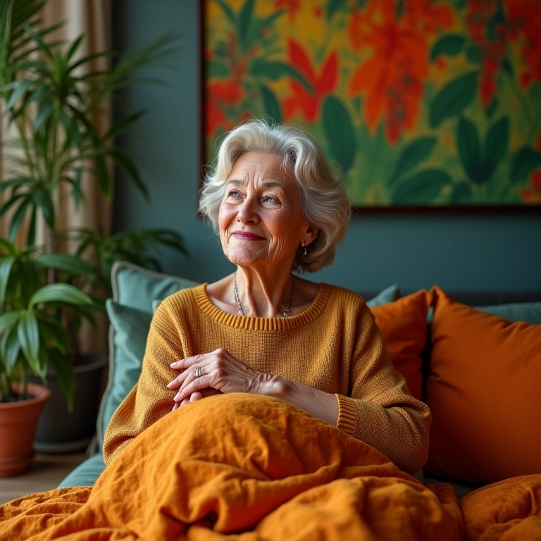 Senhora sonhando com pessoa falecida.