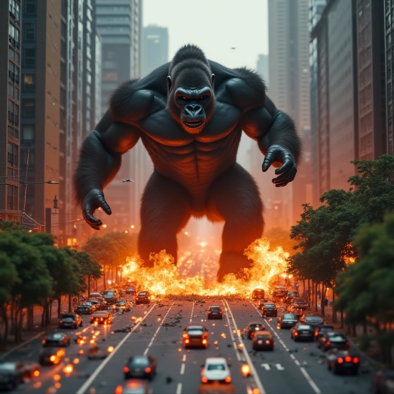 Sonho com King Kong destruindo a Avenida Paulista, representando caos e destruição.
