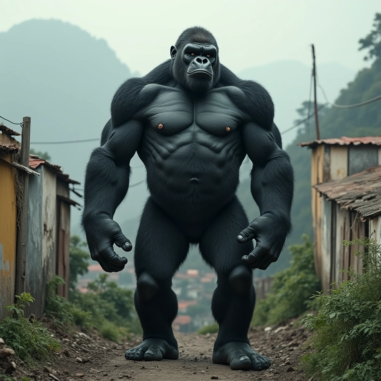 Sonho de ser King Kong nas favelas do Rio, representando poder e força interior.